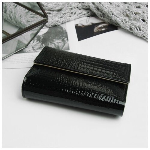 фото Кошелек жен 12-03-07 бель, 13*2,5*9, 2 отд, д/кредит, н/карман, черный 3500643 сима-ленд