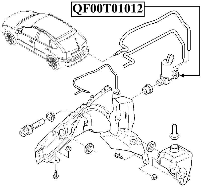 QUATTRO FRENI QF00N00117 QF00N00117_насос стеклоомывателя!\ Ford Focus/Mondeo 1.4-2.0/1.6TDCi/2.0TDCi 00> Volvo S40/S60 00>