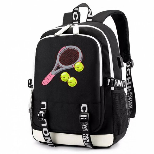 Рюкзак Большой теннис с USB-портом черный №6