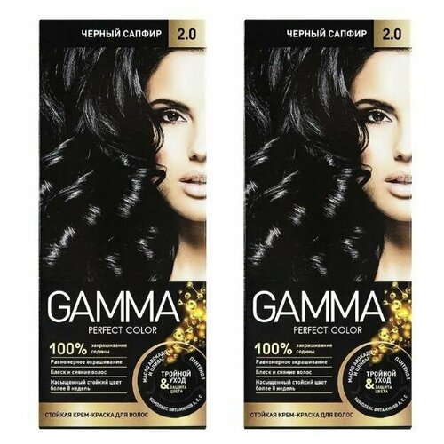 GAMMA Крем-краска для волос Perfect Color 2.0 Черный сапфир, 2 шт