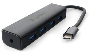 Хаб USB 3.0 Gembird UHB-C364 4порта кабель 15см Type-C с доп питанием блистер