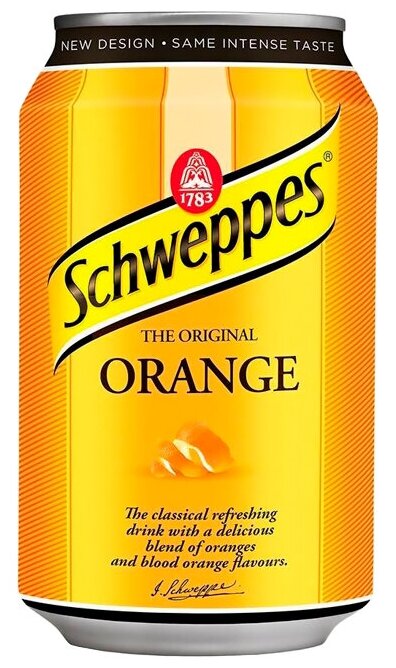 Напиток безалкогольный, сильногазированный Schweppes Orange (Швепс Апельсин) 0.33 ж/б - фотография № 1