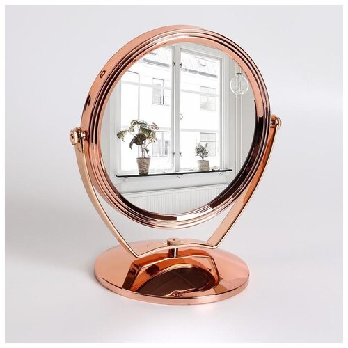 фото Зеркало настольное, двустороннее, d зеркальной поверхности 15 см, цвет розовое золото 5096625 . сима-ленд
