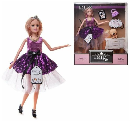 Кукла Emily Сиреневая серия с сумочкой, аксессуарами, 30см, 1 шт.