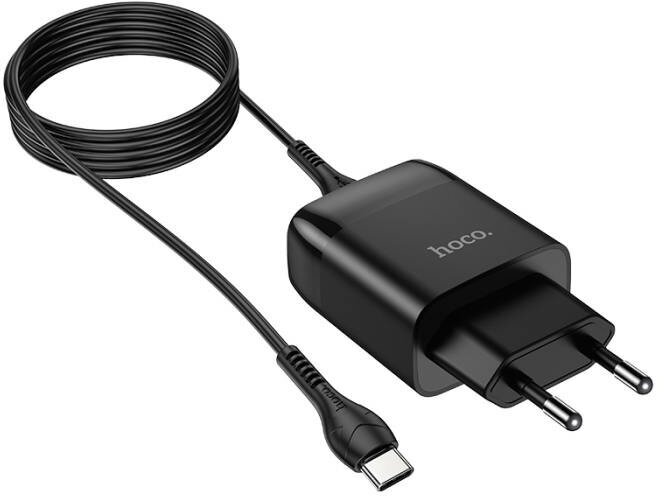 Зарядное устройство HOCO C72Q Glorious QC3.0, кабель Type-C, 1xUSB-A, черный