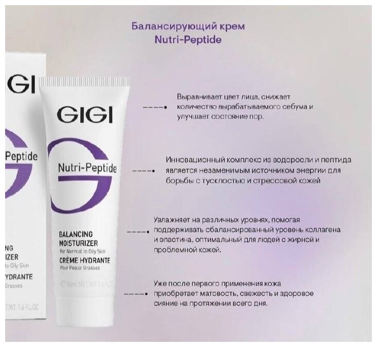 GIGI Nutri-Peptide Balancing Moist. OILY Skin - Балансирующий крем для жирной кожи 50 мл