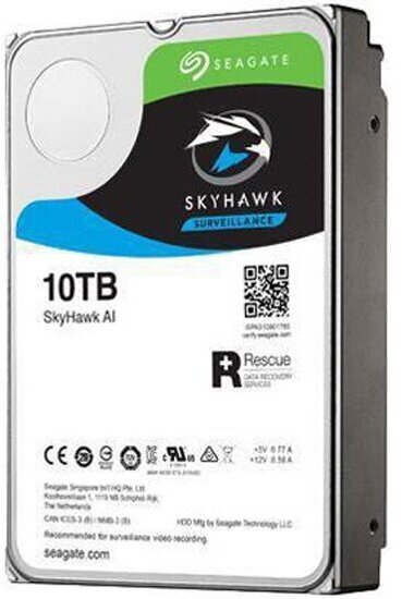 Жесткий диск 3.5" Seagate SkyHawk AI 10 ТБ, SATA III, 256 Mb, 7200 rpm(ST10000VE001)