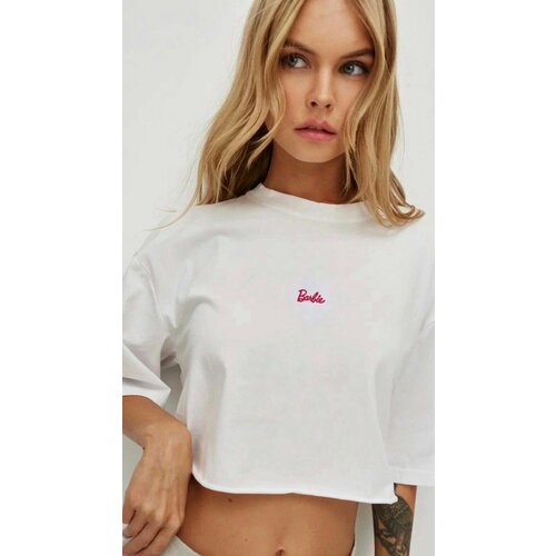 Футболка оверсайз, хлопок, дышащий материал, размер One size 40-46, белый