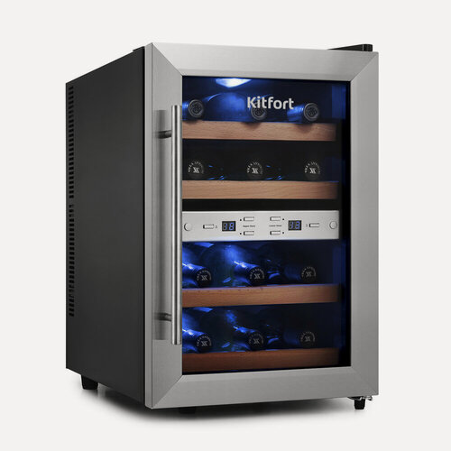 Изображение товара Винный шкаф Kitfort KT-2404, для 12 бутылок, 2 камеры по 6 ячеек