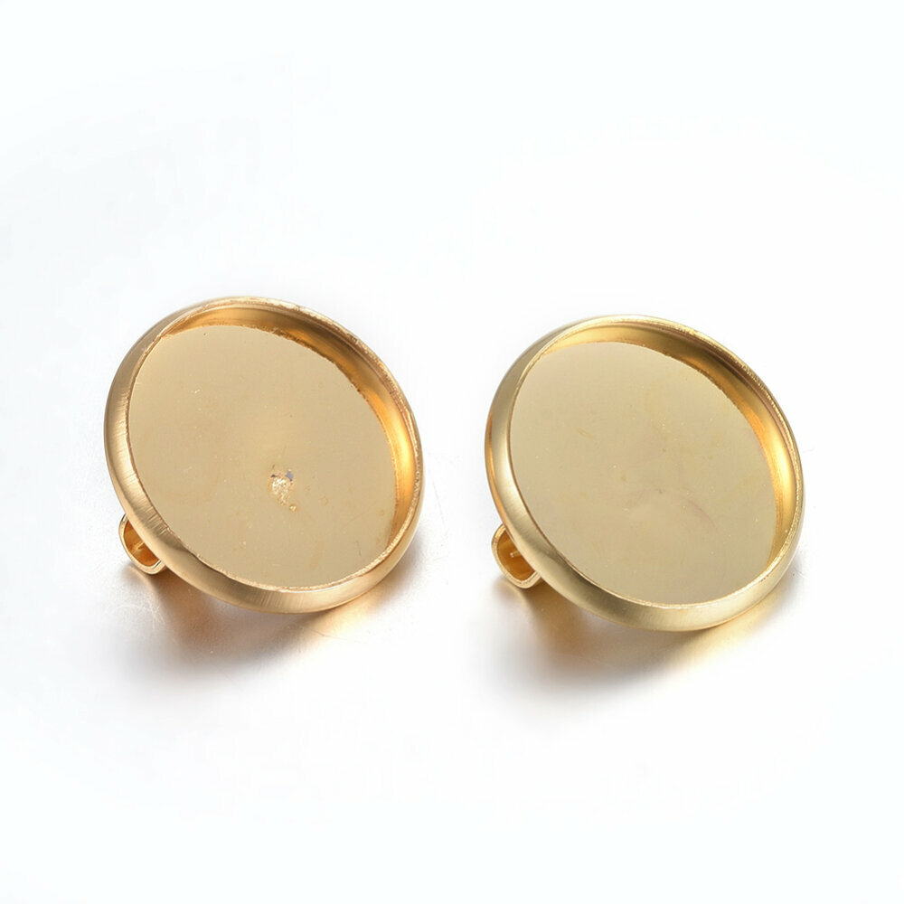 Основа для броши сталь с платформой для заливки 14 мм, золот, комплект из 3 шт.