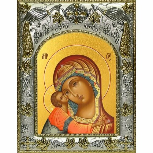 Икона Божья Матерь Игоревская 14x18 в серебряном окладе, арт вк-2980