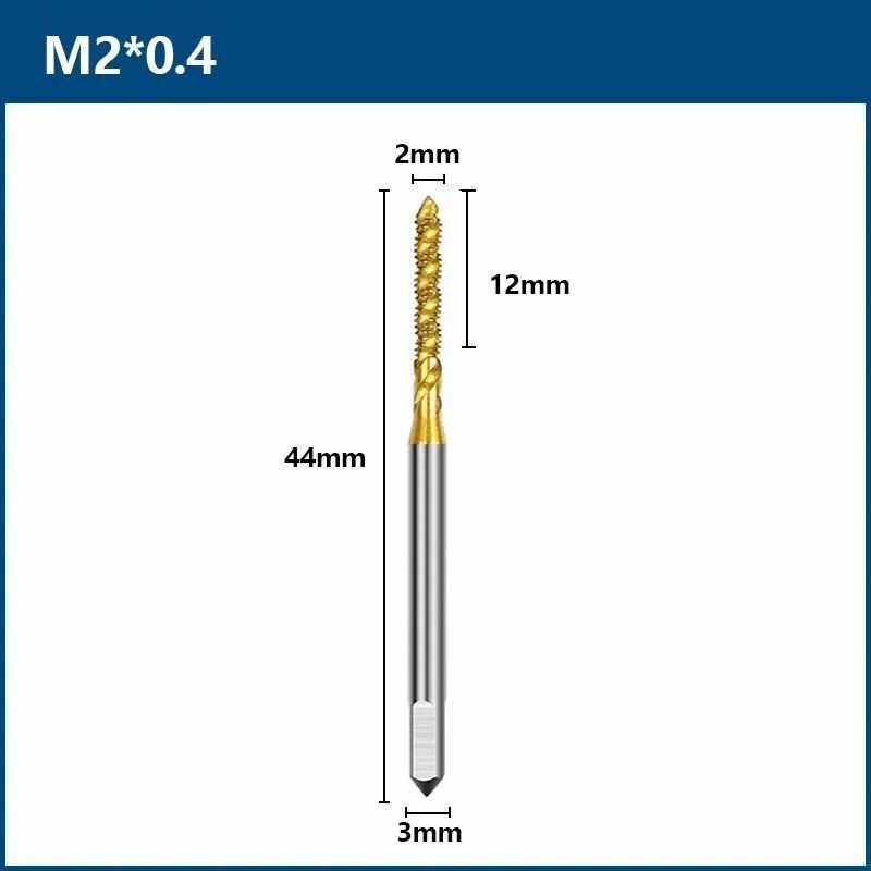 Метчик машинный XCAN HSS M2х04 с винтовой канавкой для глухих отверстий титановое покрытие