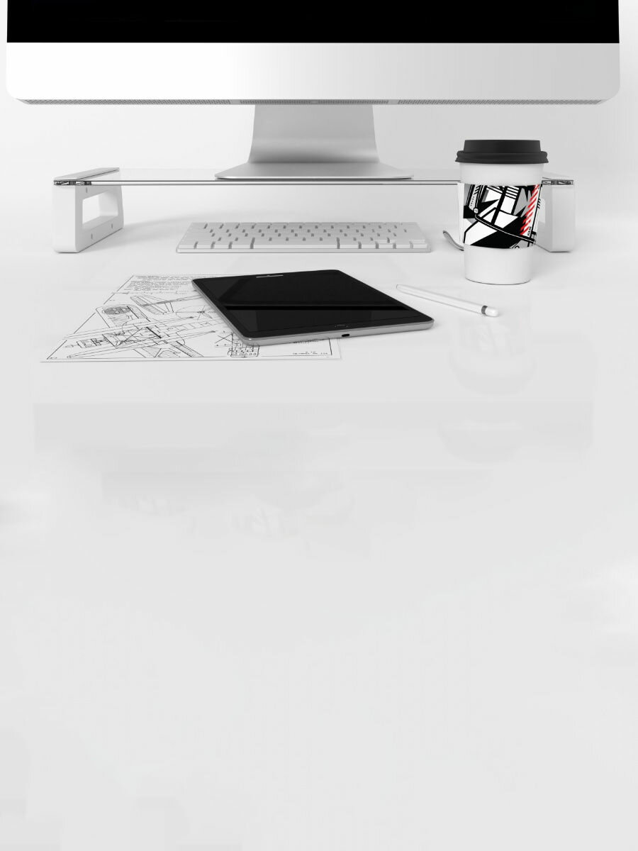 Подставка настольная для монитора, ноутбука, принтера, под монитор, iMac, Mac, ТВ, стекло, белый, STM, MS1LW