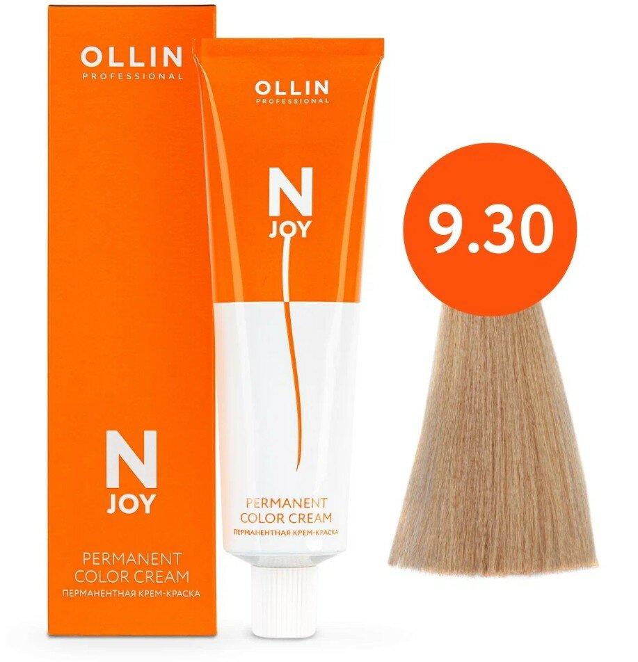 OLLIN Professional Стойкая крем-краска для волос N-Joy Color Cream, 9/30 блондин золотистый, 100 мл