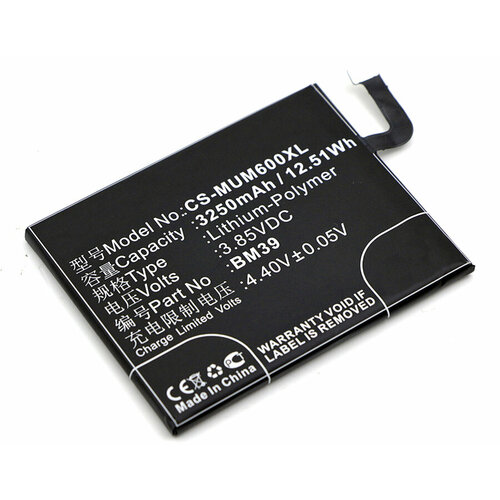 Аккумулятор CS-MUM600XL BM39 для Xiaomi Mi 6 3.85V / 3250mAh / 12.51Wh аккумулятор ibatt ib b1 m2985 3250mah для redmi xiaomi bm39