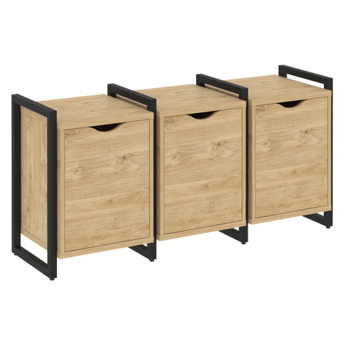Тумба трехсекционная LOFT Riva VR. L-TN-5. O Тиквуд светлый/черный 1440*460*719