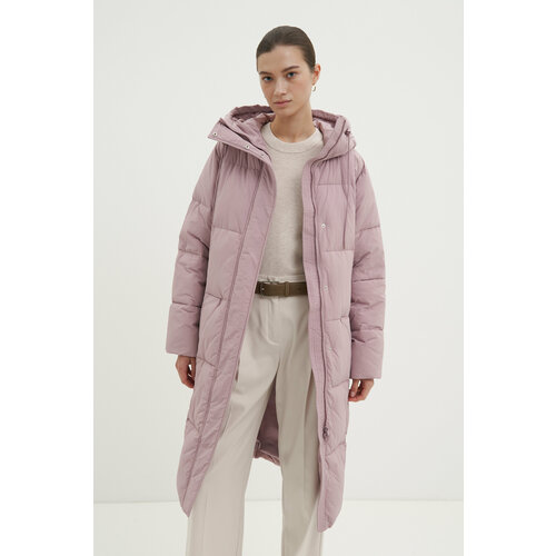 фото  куртка finn flare зимняя, силуэт прямой, несъемный капюшон, водонепроницаемая, манжеты, стрейч, размер s, розовый