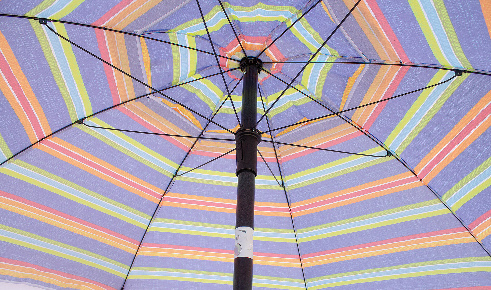 Зонт пляжный круглый складной с металлической ручкой, с наклоном и клапаном, 200 см, Джинс - фотография № 3