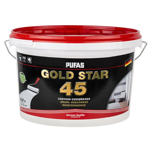 Эмаль акриловая супербелая 9л, Gold Star 45 Pufas тов-130470