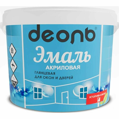Деоль Акриловая эмаль для Окон и Дверей белоснежная глянцевая без запаха 0,9 л DEA09