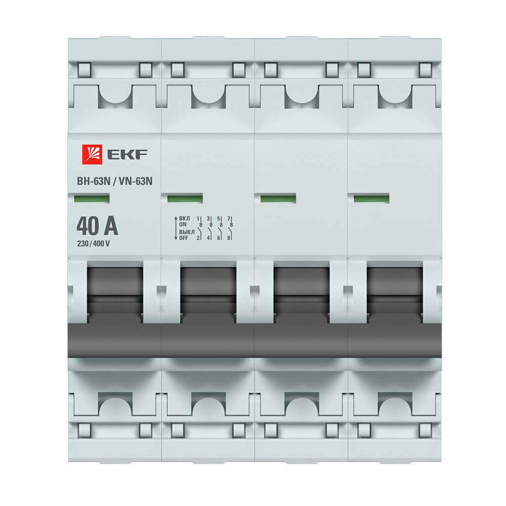 Выключатель нагрузки EKF PROxima ВН-63N (S63440) 4P 40А 230 В на DIN-рейку