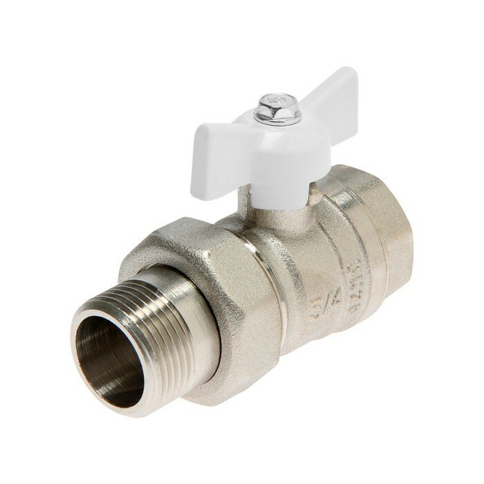 фото Галлоп Кран шаровой "галлоп" DN-20 232, с американкой 3/4", "бабочка" белая, никелированный