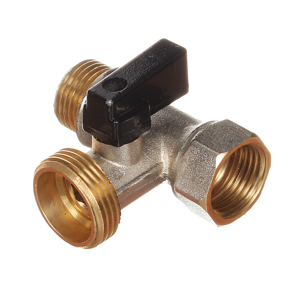 фото Кран для бытовых приборов, 1/2"х3/4"х1/2", Г-Ш-Ш, шаровой, трехходовой, Frap