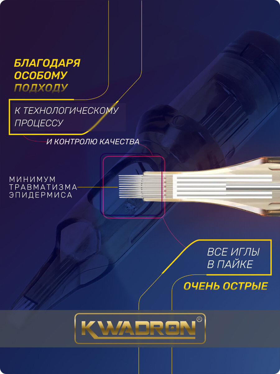 KWADRON Картриджи для тату и татуажа 35/13 RM, модули для закраса и теней - 20 шт/уп. — фото 1