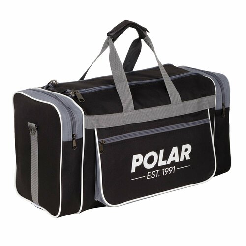 Сумка спортивная POLAR, 31 л, 21х27х54 см, ручная кладь, серый, черный