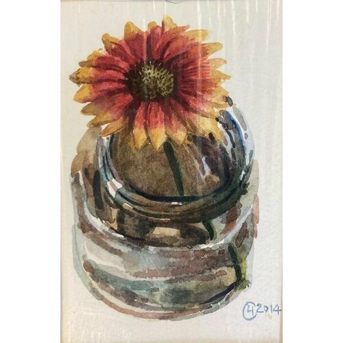 Картина акварельная Цветок в банке14х9см бумагаакварель 2000₽