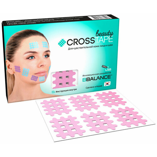 Кросс тейпы для лица CROSS TAPE BEAUTY™ 2,8 см × 3,6 см (размер B) цвет сакура (BBALANCE- Южная Корея)