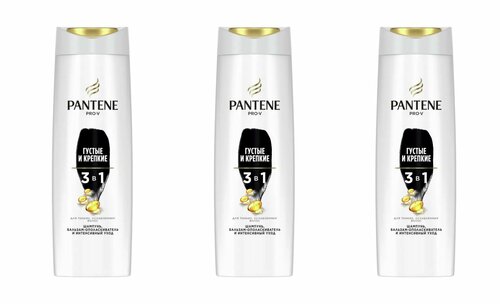 Шампунь Pantene для густых и крепких волос 3 в 1, 3 упаковки по 360 мл.