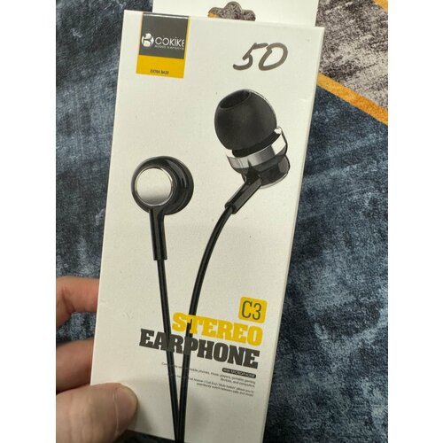 Проводные наушники капельки с микрофоном Cokike C3 95 Дцб 130см 16 Ом разъем 35мм для старых телефонов магнитолы радио MP3-плеера VR-очк 588₽