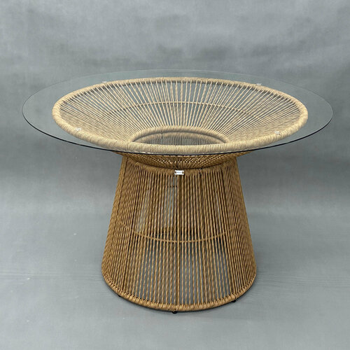 Стол Сен-Тропе 120 плетеный светло-бежевый столешница стекло 38900₽