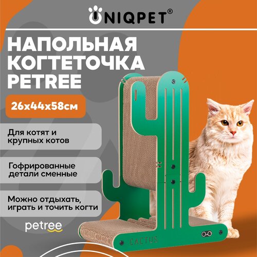 Когтеточка лежанка напольная для игры Petree Cactus S, для кошек, 58х44х26см