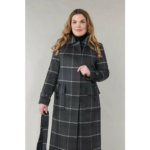 Пальто Modetta Style, размер 50, серый, черный пальто modetta style размер 50 черный