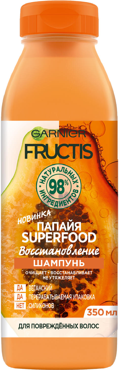 Набор из 3 штук Шампунь Fructis SuperFood Папайя 350мл