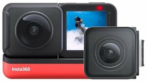 Экшн-камера Insta360 One R Twin, 5760x2880, черный/красный