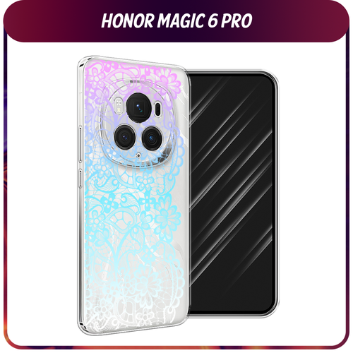 Силиконовый чехол на Honor Magic 6 Pro / Хонор Меджик 6 Про Радужный кружевной узор, прозрачный силиконовый чехол на honor magic 6 pro хонор меджик 6 про прозрачный