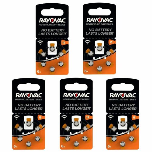 Батарейки для слуховых аппаратов RAYOVAC ACOUSTIC SPECIAL Type 13 / ZA13 / V13 / PR48 30 шт батарейки rayovac extra 312 pr41 для слуховых аппаратов 1 блистер 6 батареек