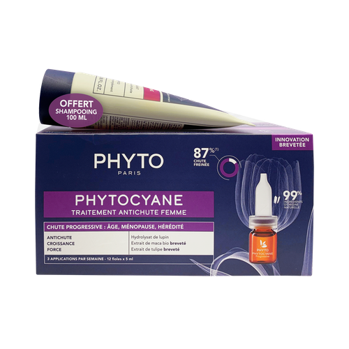 Phyto Phytocyane Сыворотка против выпадения волос для женщин фл 5 мл 12 шт+Шампунь укрепляющий 100 мл 1 уп