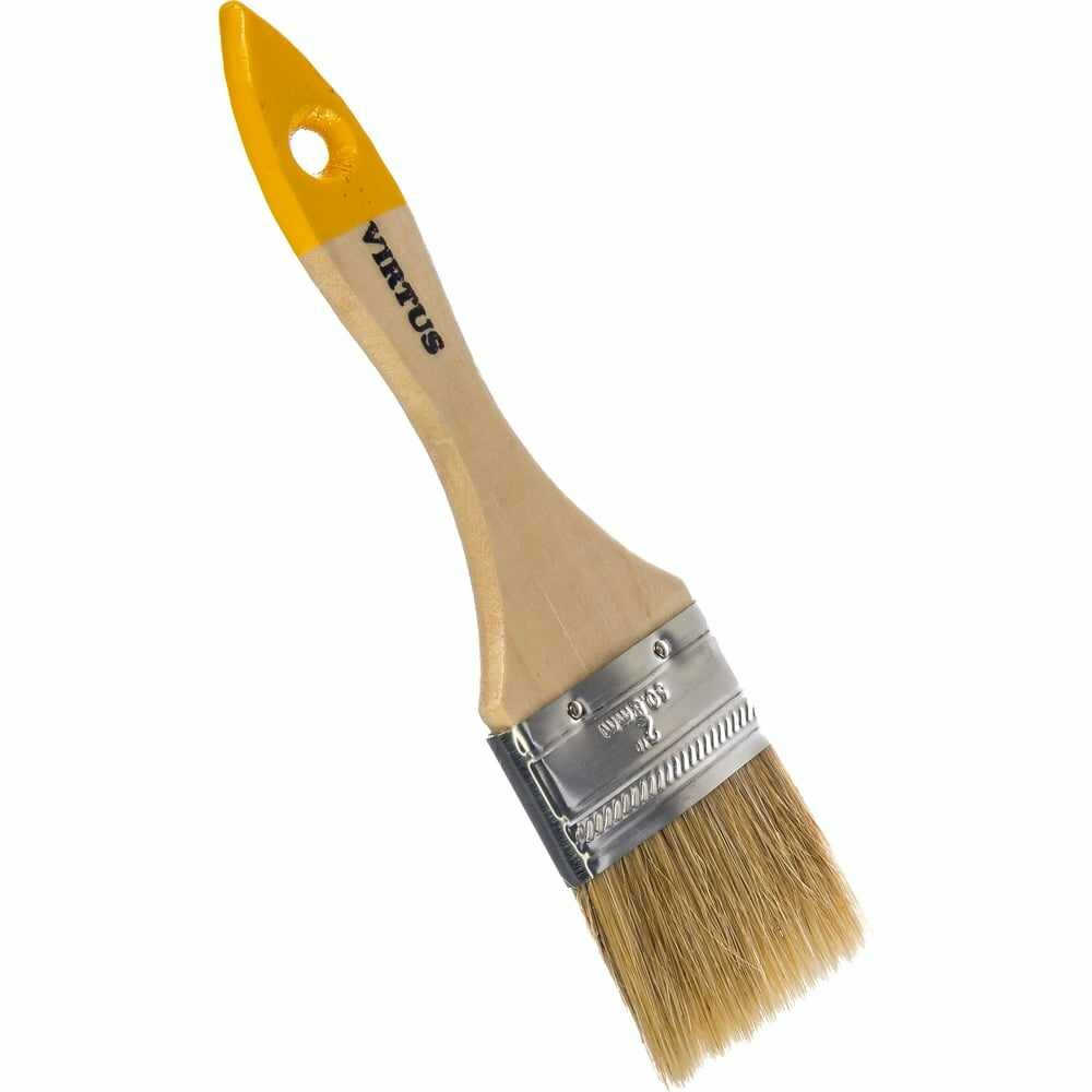 Кисть малярная VIRTUS плоская Slim, натуральная щетина, 50 мм 001001050 — фото 1