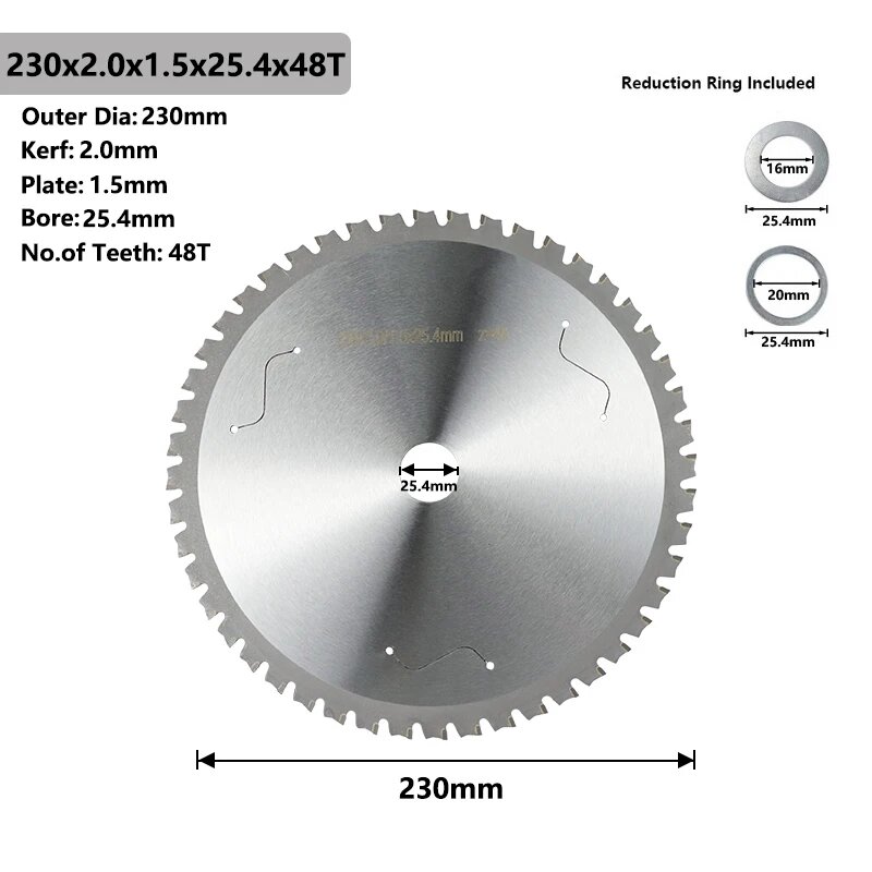 Xcan Дисковые пилы для резки металла 150-355 мм 230x2.0x1.5x25.4x48T 1.2 мм