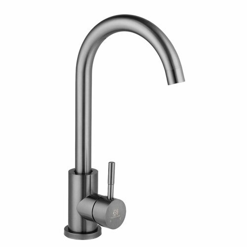 Смеситель для кухни с высоким поворотным С-образным гусаком, графитовый