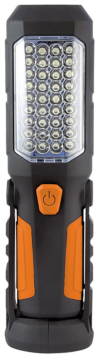 Фонарь яркий ЛУЧ "Оптимус" 2 режима, магнит/крюк, на 3xAA, черный/оранжевый — фото 1