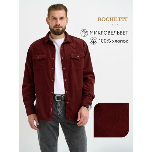 фото Рубашка bochetti, размер 48, тёмно-бордовый