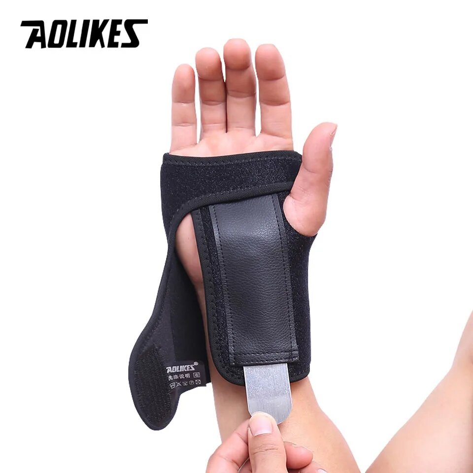 AOLIKES Черные спортивные браслеты для запястий, Left Hand, Черный