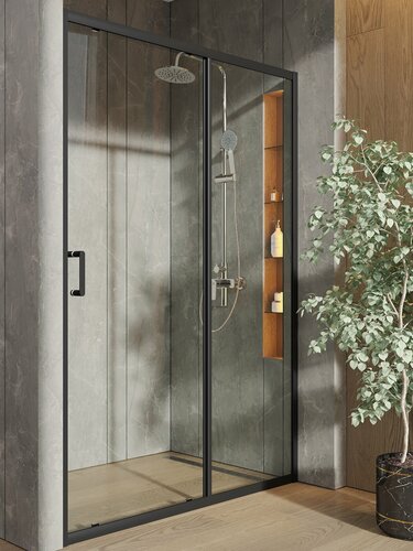 Изображение товара Душевое ограждение с раздвижной дверкой и профилем Orange E02-120tb, черное