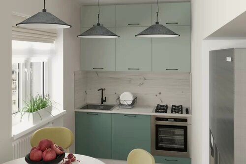 Изображение товара Кухонный гарнитур Герда Асая макси 2 1800 мм, каркас ЛДСП, фасад ЛДСП, Белый/Сумерки/Бензин