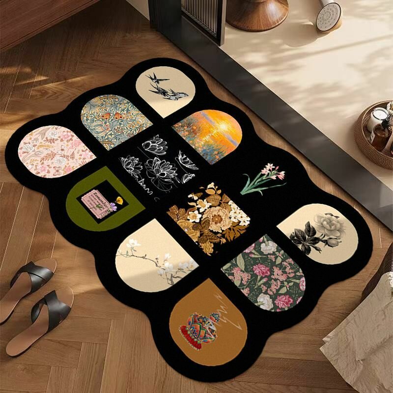 Противоскользящий замшевый коврик для кухни 60x90cm роза коричневый